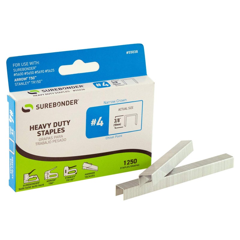 Surebonder 55038 Heavy Duty 3/8-Inch Length Staples  Arrow T50 Type  1250 Count - Image 2